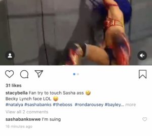 Fan ha tentato di toccare Sasha Banks: lei vuole fare causa