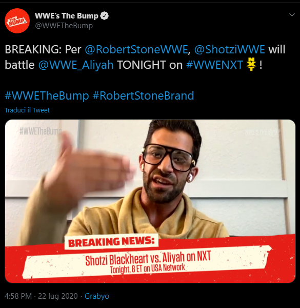 WWE NXT: Annunciato un match per la puntata di stanotte
