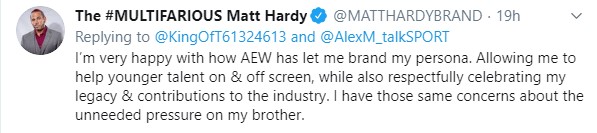 Matt Hardy è preoccupato per la storyline di suo fratello Jeff