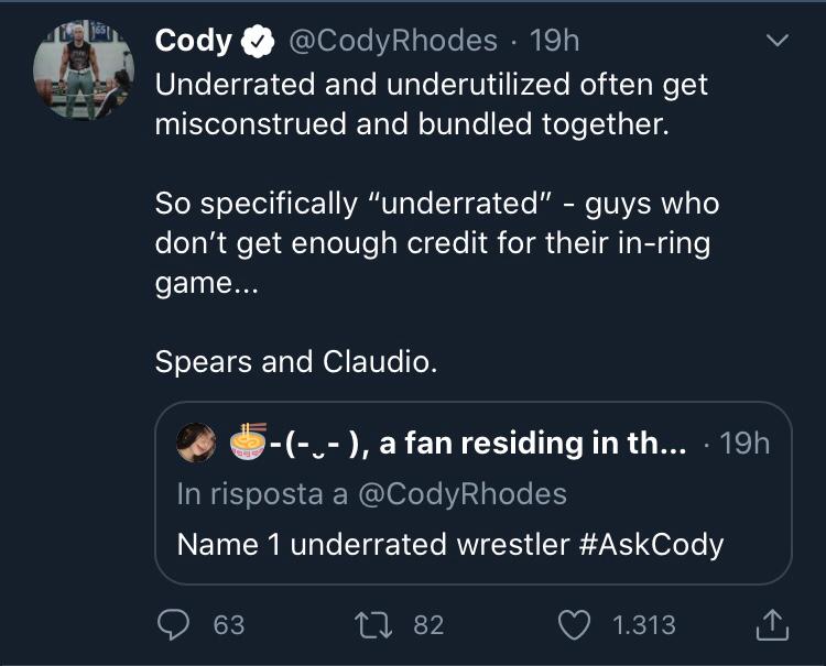 Cody Rhodes definisce due superstar sottovalutate