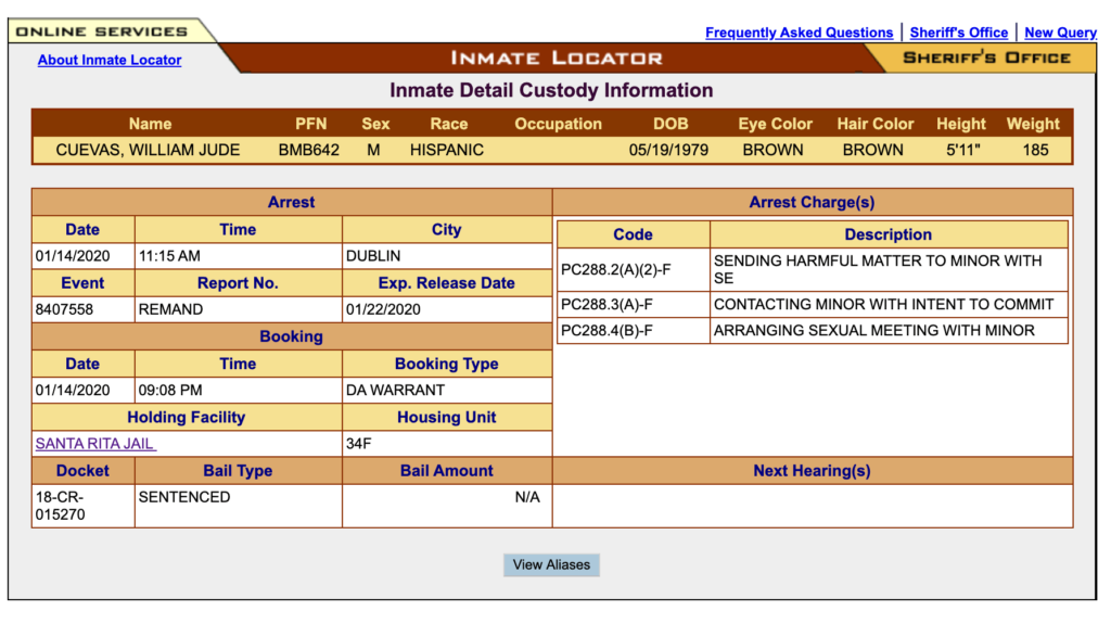 Will Cuevas Arrest Record