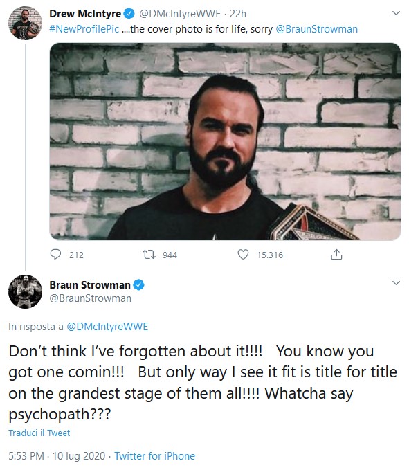 Braun Strowman lancia una sfida a Drew McIntyre