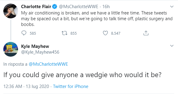 Charlotte Flair ha pubblicamente bloccato un Troll su Twitter