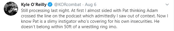 Kyle O'Reilly dice che Pat McAfee dovrebbe stare lontano dal wrestling