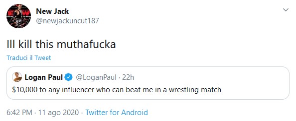 New Jack disposto ad uccidere Logan Paul in un match