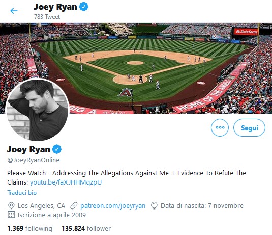 Joey Ryan riattiva il suo account su Twitter