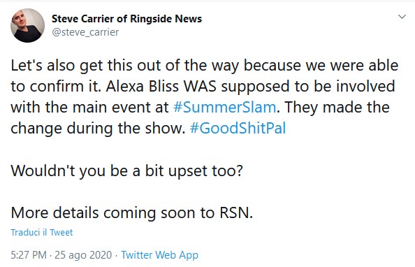 Alexa Bliss è stata rimossa dal main event di SummerSlam