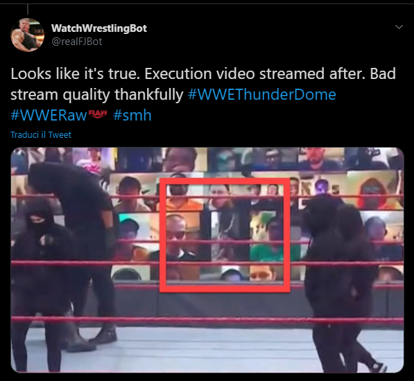 WWE ThunderDome: fan mostra filmato di una esecuzione durante RAW