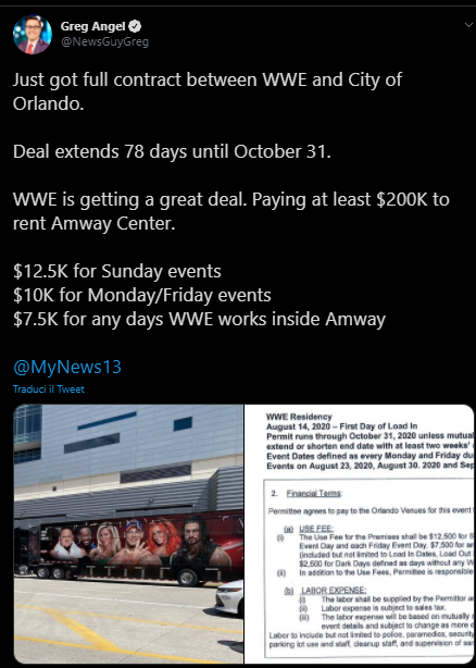 Accordo WWE-Amway Center: svelati costi e ulteriori dettagli