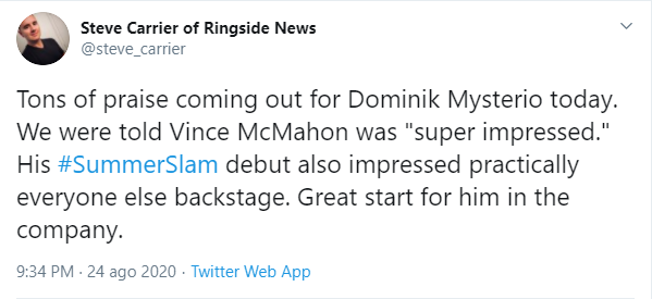 Vince McMahon è rimasto sbalordito dal debutto di Dominik Mysterio