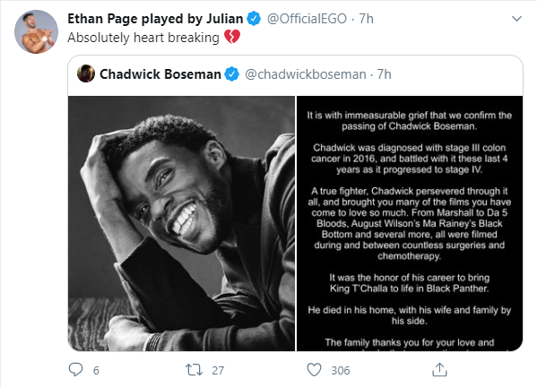 Morto Chadwick Boseman: il cordoglio del mondo del wrestling