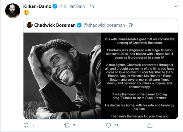 Morto Chadwick Boseman: il cordoglio del mondo del wrestling