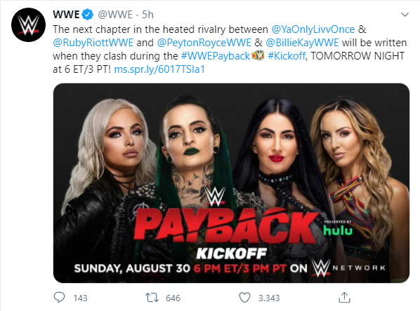 WWE Payback: annunciato un incontro per il kickoff dell'evento