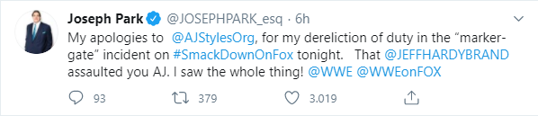 Joseph Park è apparso a SmackDown