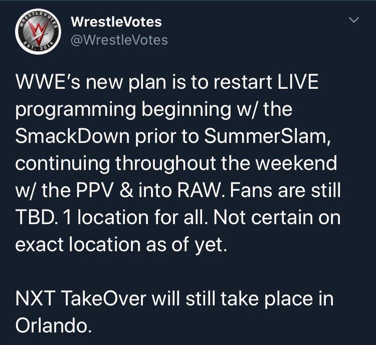 WWE: torna la programmazione live già prima di SummerSlam?