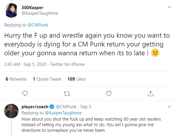 CM Punk zittisce un fan riguardo un suo possibile ritorno sul ring
