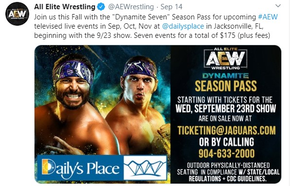 AEW Dynamite verrà trasmesso ancora a lungo dal Daily's Place