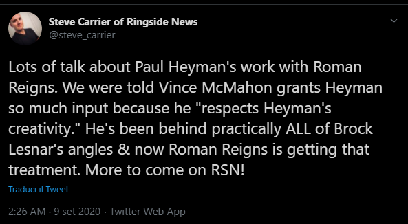 Vince McMahon fiducioso nel lavoro creativo di Paul Heyman