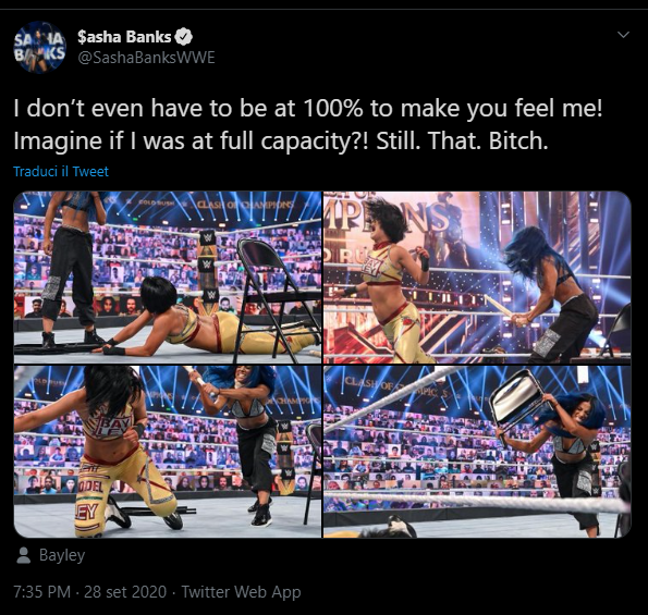 Sasha Banks si rivolge a Bayley dopo l'attacco a Clash of Champions