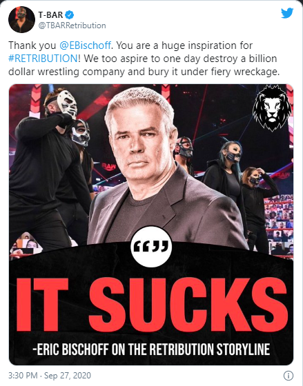 T-Bar ringrazia ironicamente Eric Bischoff per aver ispirato la RETRIBUTION