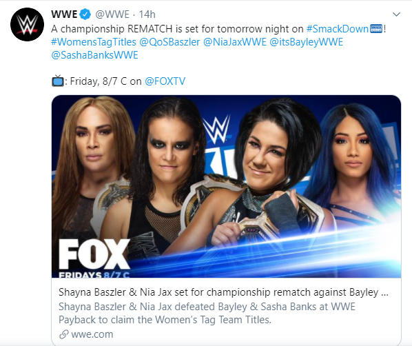 SmackDown: nella prossima puntata ci sarà un rematch titolato di Payback