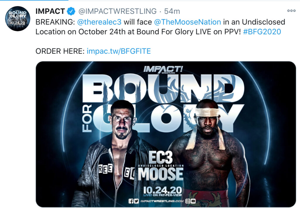 Bound For Glory: annunciato un nuovo match