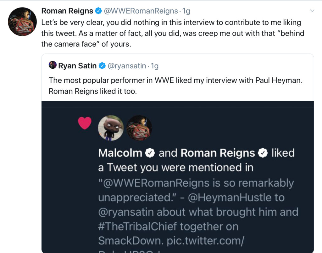Roman Reigns reagisce al commento di un giornalista sul suo conto