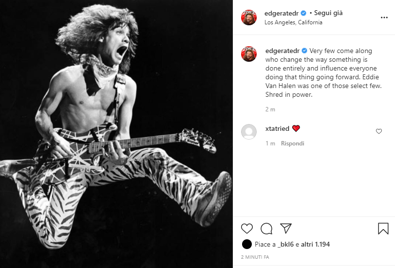 Eddie Van Halen: le reazioni del mondo del wrestling alla sua scomparsa