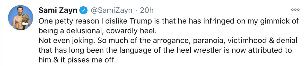 Sami Zayn dice che Donald Trump gli ha rubato la gimmick da heel