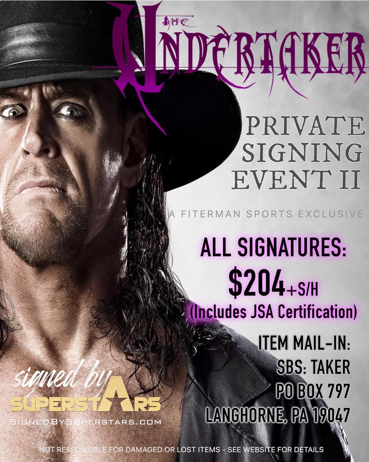 The Undertaker: in vendita le sue firme certificate esternamente alla WWE