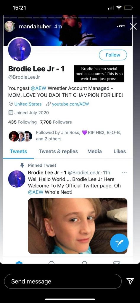 Brodie Lee: creato un account fake del figlio su Twitter