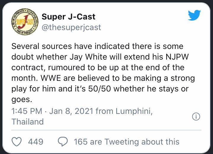 Jay White: la WWE sta provando a metterlo sotto contratto?