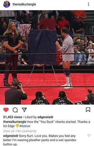 Edge chiede scusa a Kurt Angle per i famosi cori You Suck