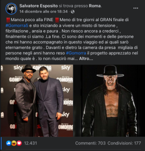 Il post di Salvatore Esposito su Facebook