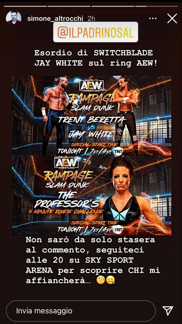 Simone Altrocchi ufficialmente commentatore AEW per SKY