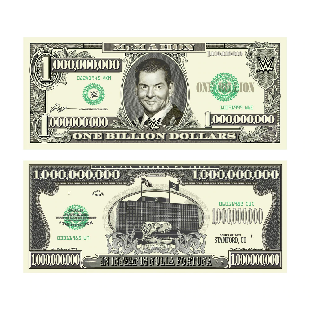 Vince McMahon: banconota da collezione in vendita su WWE Shop
