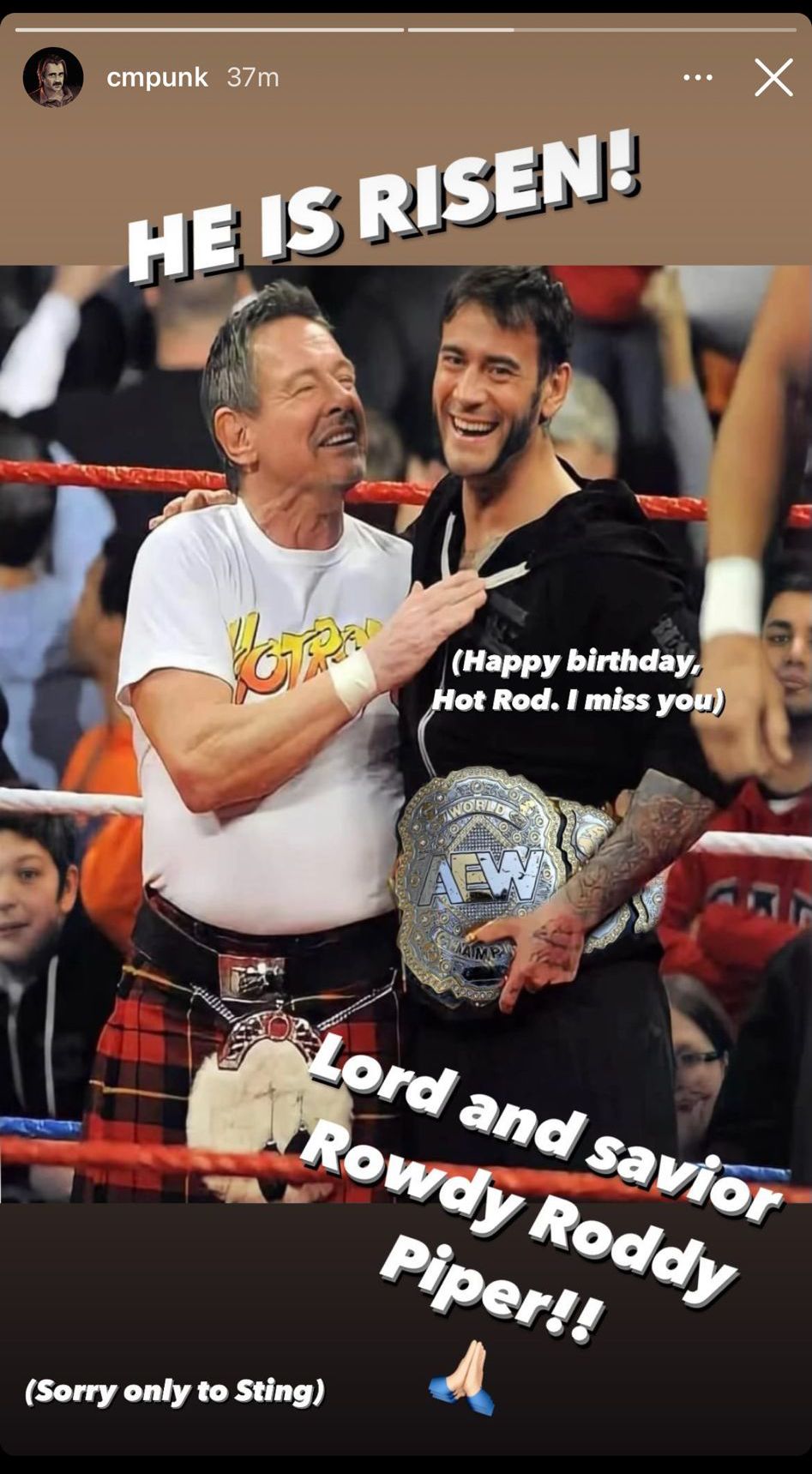 CM Punk omaggia Roddy Piper su Instagram