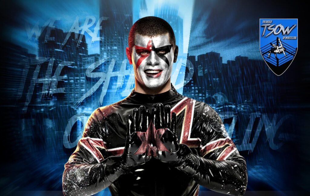 Cody Rhodes fa la taunt di Stardust durante WrestleMania 38