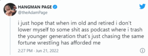 Il tweet dell'ex AEW World Champion