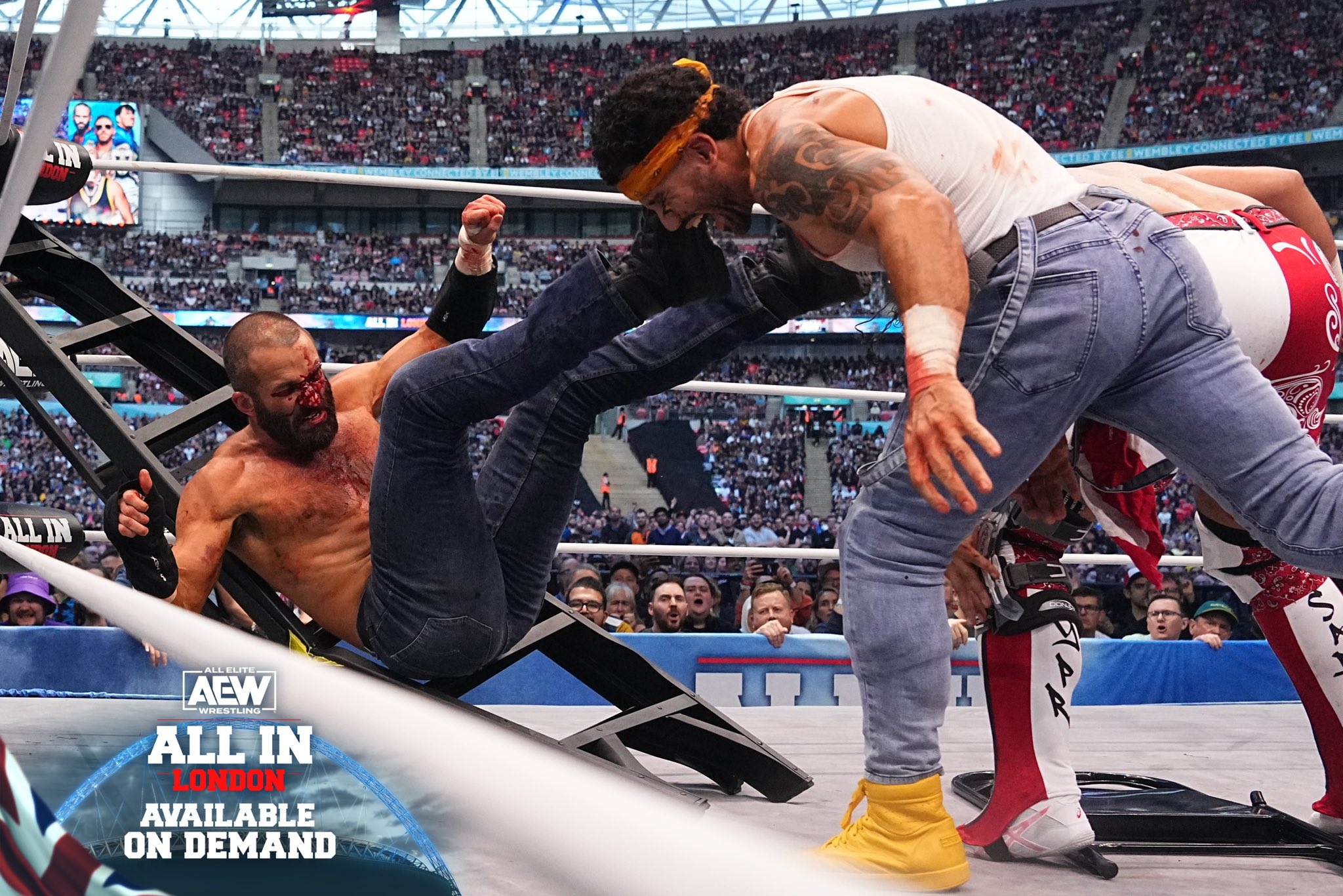 La brutalità dello Stadium Stampede a All In 2023 (Fonte: AEW)