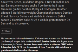 Survivor Series 2024 verrà trasmesso su DMAX il 7 dicembre