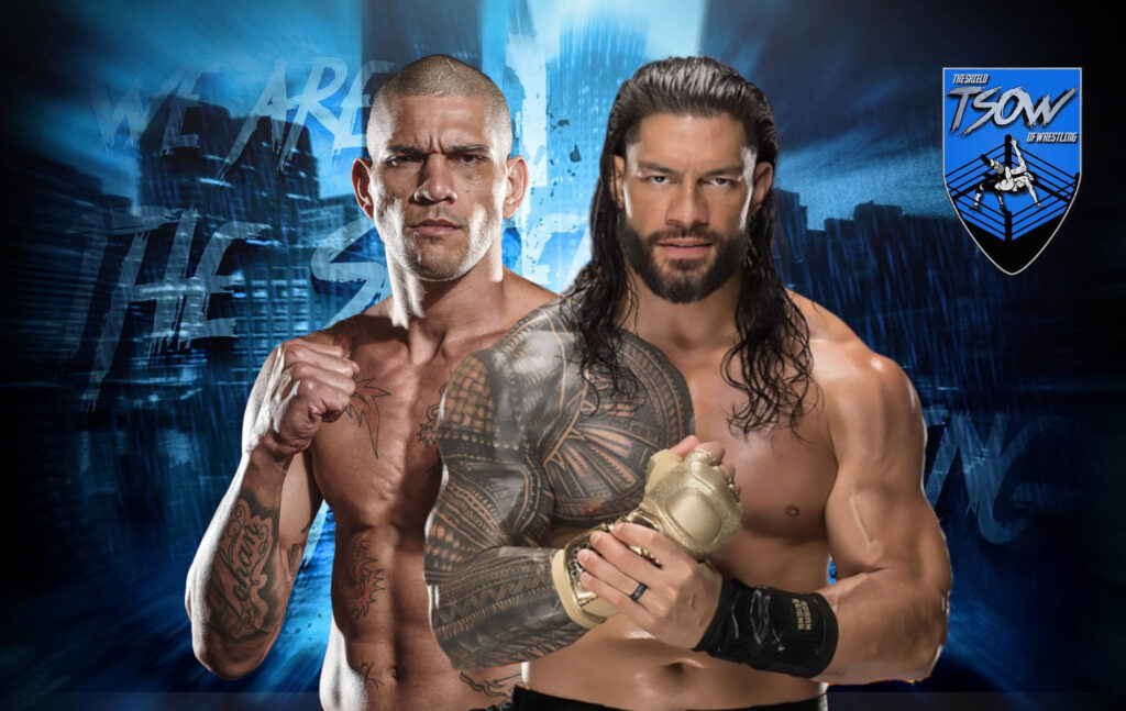 Alex Pereira e Roman Reigns si scambiano dei regali nel backstage