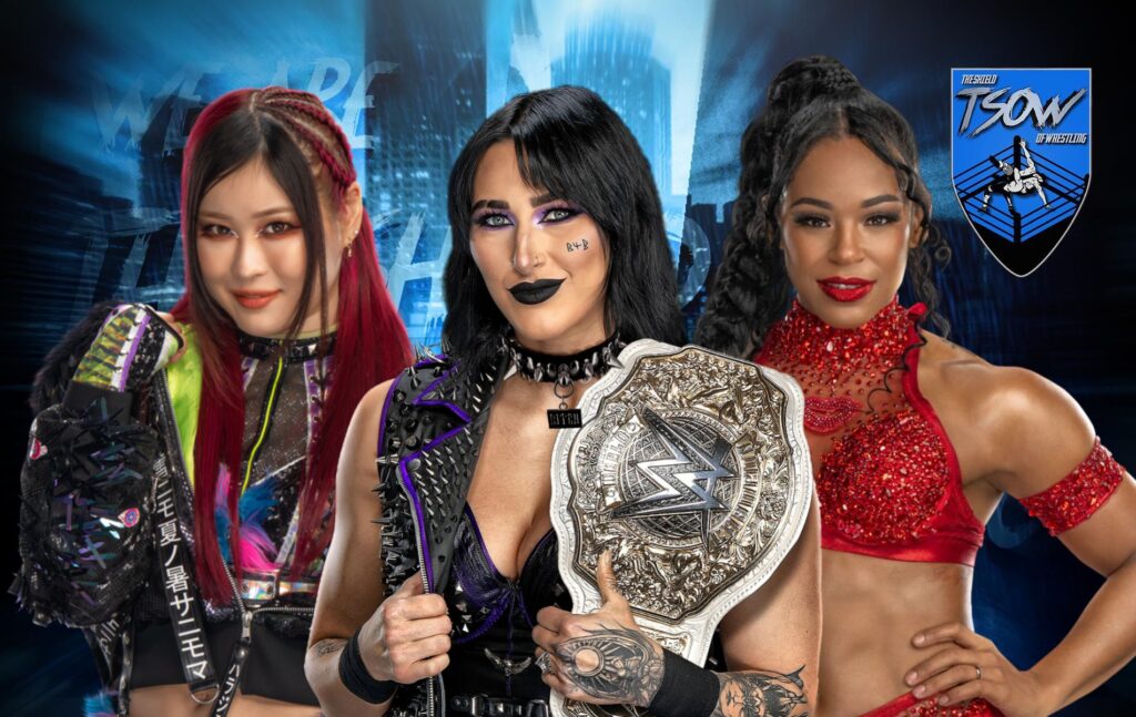 Rhea Ripley, IYO SKY e Bianca Belair, confronto a EC Toronto