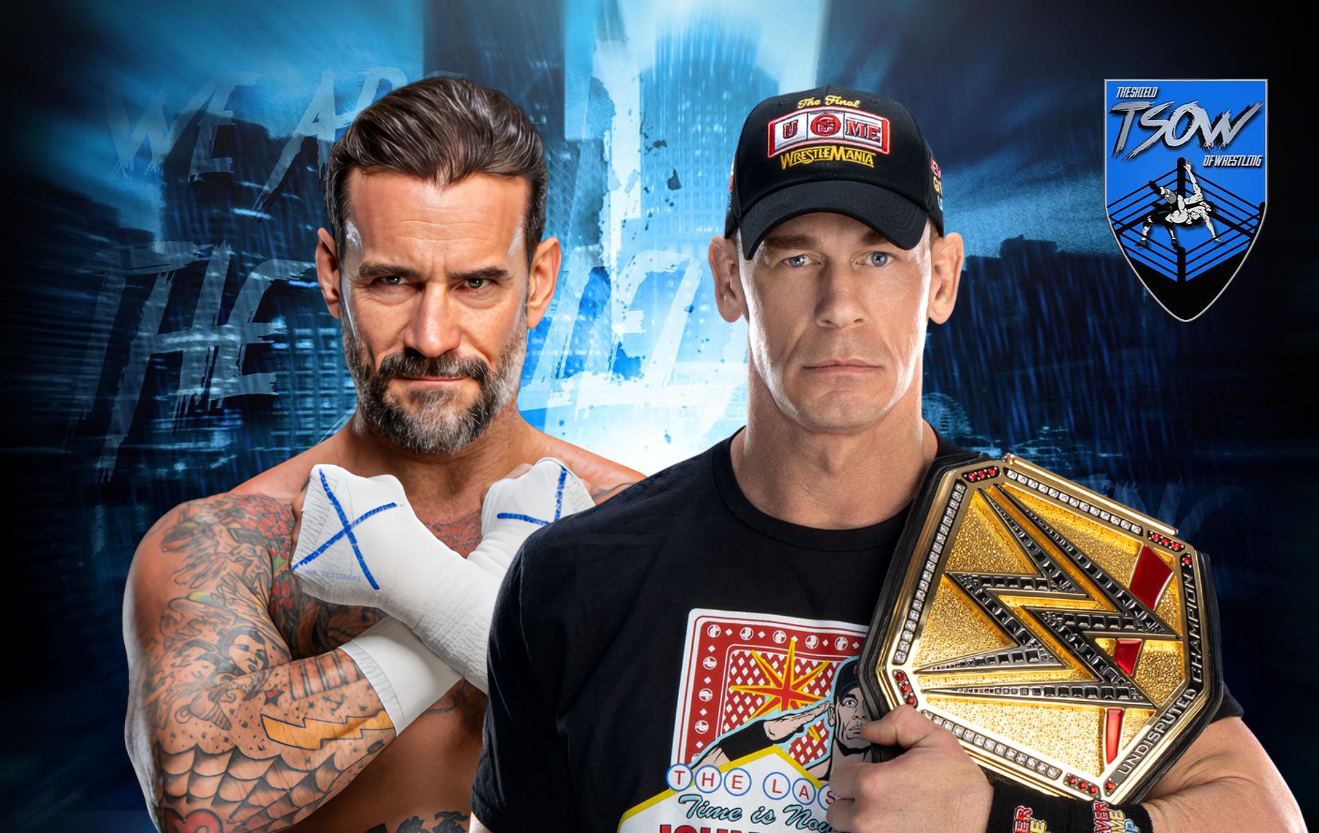 CM Punk sdraiato sul tavolo, cambio in corsa durante la pipe bomb