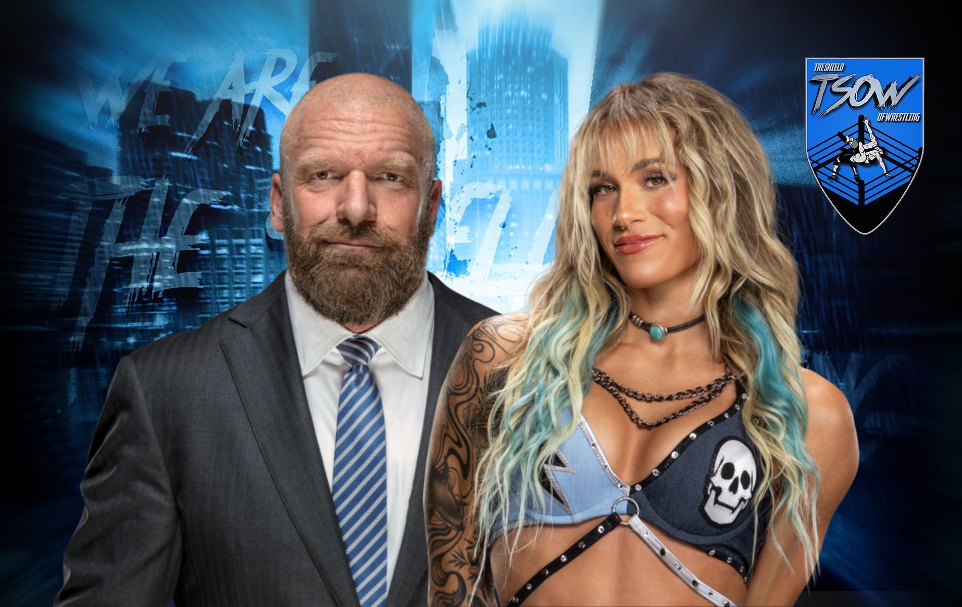 Triple H si congratula con Sol Ruca per la vittoria a SNME