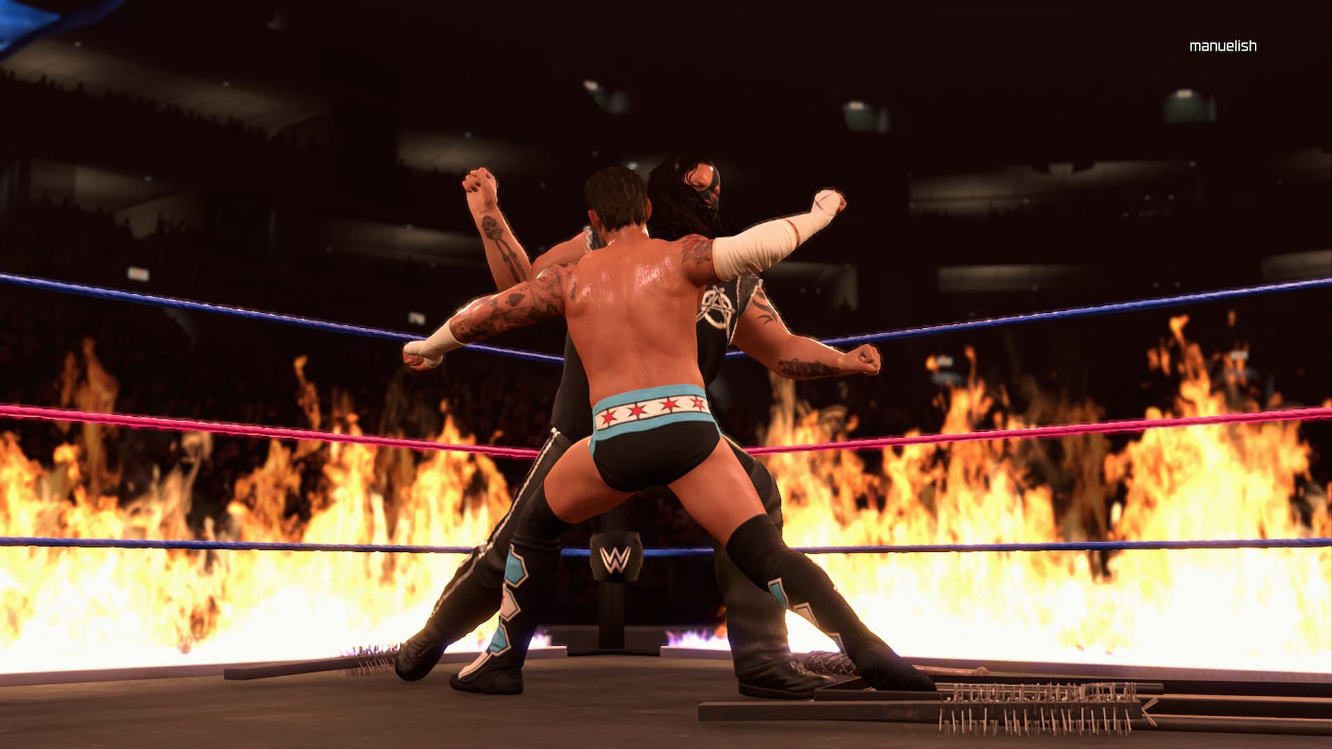 Scontro di lariat infuocati tra Punk e Abyss - (Fonte: WWE)